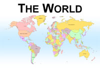 World  Countries Names on Backgrounds World Map Templates For Powerpoint Presentations