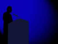 presenter at podium - powerpoint backgrounds