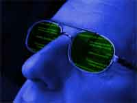 technical man - coding reflected in glasses - powerpoint backgrounds